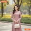 Đầm thiết kế BEMINE cổ trụ có dây nơ tay dài dáng chữ A phù hợp đi làm-B302