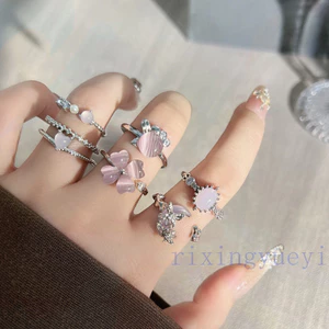 Nhẫn Mặt Trăng Lá Tính Khí Sang Trọng Nhẹ Thời Trang Ngọt Ngào Mở Nhẫn Cho Nữ