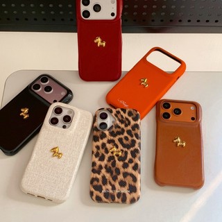 Thời Trang 3D Ngựa Vàng Năm Mới Đỏ Cam Da PU Ốp Lưng Điện Thoại iPhone 17Promax 17Pro 14 15 16 Pro Max 13 Nữ Vỏ Di Động