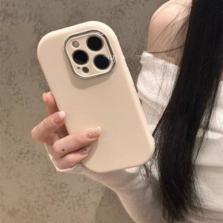 Ins Hàn Quốc Solid Casnig cho iPhone 17 11 12 13 14 15 16 Pro X XR Xs Max 7 8 Plus Ốp Điện Thoại TPU Mềm Vỏ Bảo Vệ Ống Kính Mặt Sau Trang Bị Da
