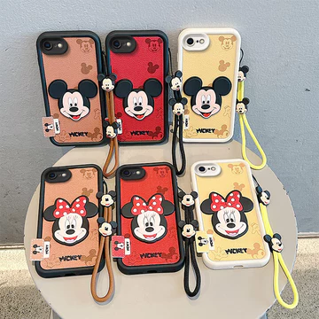 Ốp lưng iPhone 7 Ốp lưng iPhone 8 Ốp lưng iPhone se (2020) Ốp lưng iPhone se (2022) Da kết cấu Dễ thương Tương thích với ốp lưng Mickey Họa tiết Minnie Vỏ điện thoại mềm dễ thương BB-BQGZ