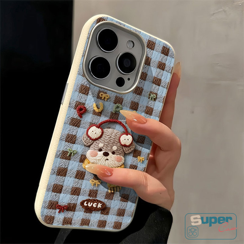 Ốp Lưng Tương Thích Cho IPhone 13 11 16 17 15 14 12 Pro 7 8Plus XR 12 16 15 11 14 13 Pro Max 16 Plus X XS Max Hoạt Hình Thời Trang Chó Con Dễ Thương Kẻ Sọc Chữ Doodle Da Họa Tiết