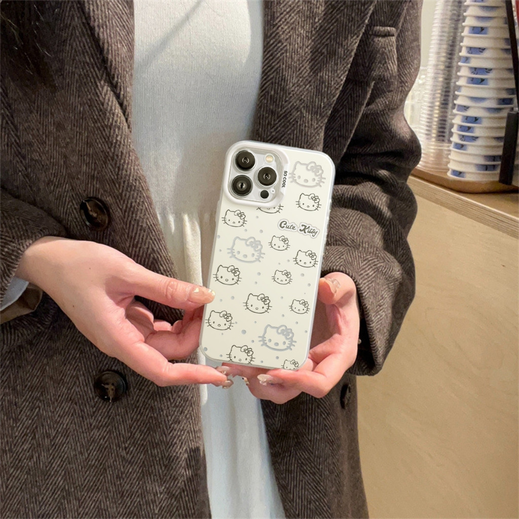 Ốp lưng chống sốc Hello Kitty nét vẽ, thiết kế dễ thương độc đáo phong cách nữ tính Cấp iPhone 17/16/15/14/13/12/11/X/XS