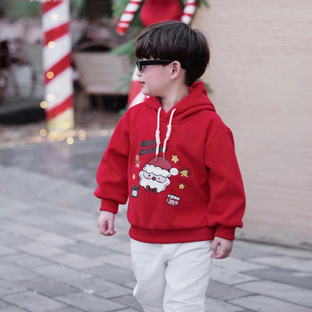 [BiBeo Kids] ÁO HOODIE ĐỎ GIÁNG SINH bé trai bé gái, Áo thu dông dài tay cho bé trai bé gái
