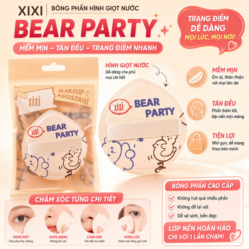 XIXI GJ69 Bông Phấn Macaron, Mút Trang Điểm Mềm Mịn, Tán Kem Nền Dùng Khô & Ướt, Lớp Nền Tự Nhiên