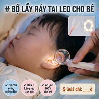 Bộ thìa tai LED cho bé Bộ thìa tai mềm bằng silicon Bộ dụng cụ làm sạch nhẹ nhàng an toàn cấp y tế