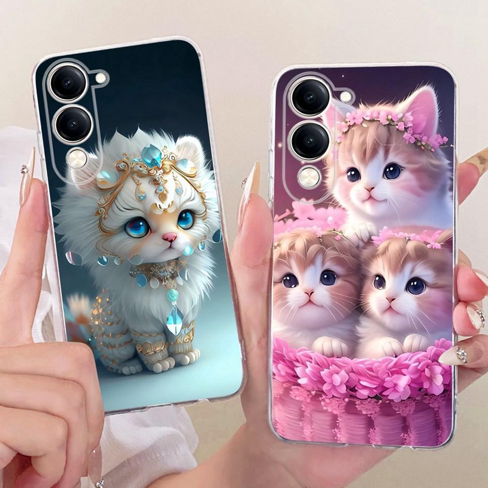 Dành Cho Vivo Y04 Y04s 4G Y19 Y19s Y29s 5G Ốp Điện Thoại Đáng Yêu Mèo May Mắn Túi In Hình Vỏ Silicon Mềm Trong Suốt