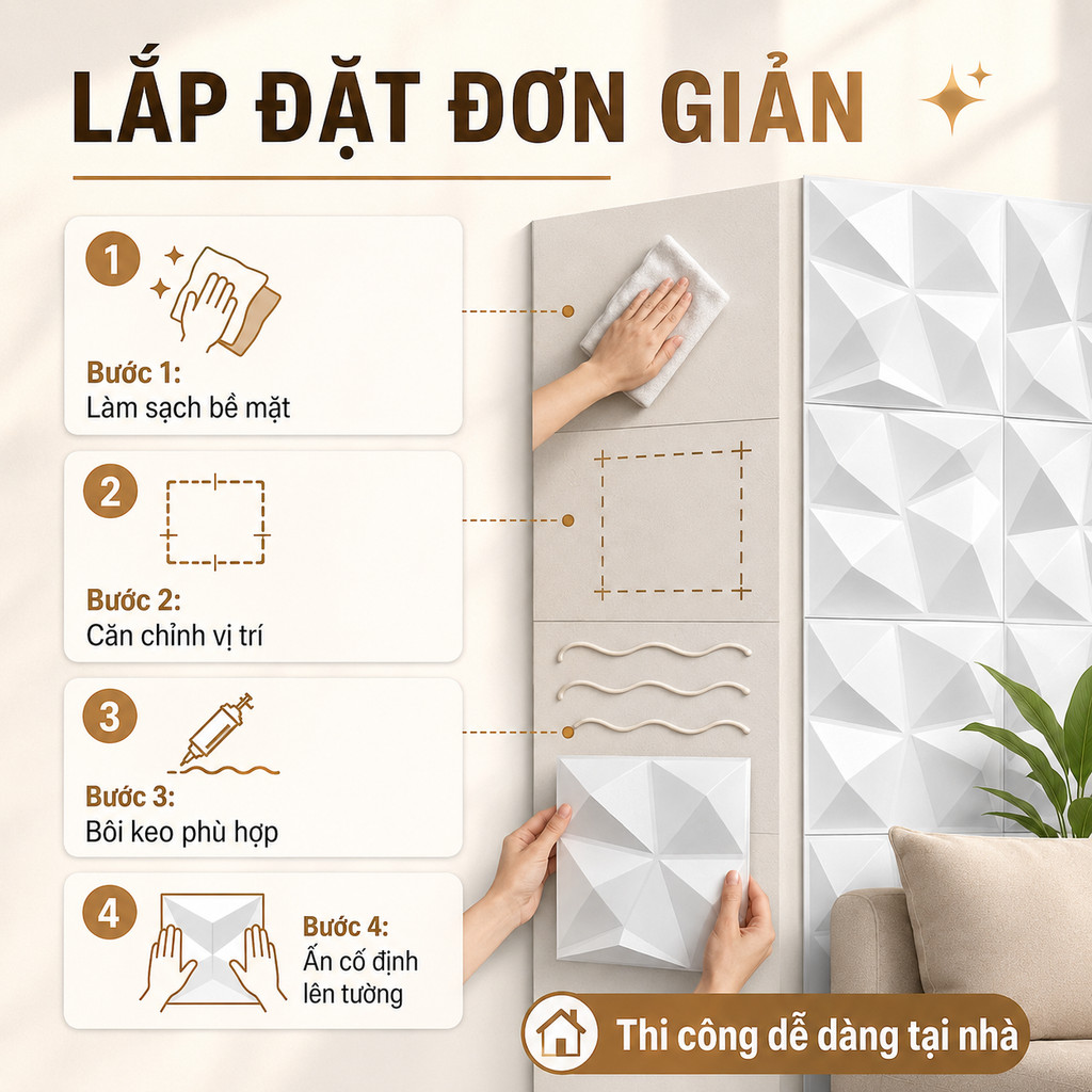 [Xả Kho] Combo 10 Tấm Ốp 3D 30x30 Siêu Rẻ - PVC Cao Cấp, Sẵn Kho Giao Nhanh | BigBuy360 - bigbuy360.vn