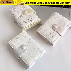 Hộp đựng thẻ tín dụng SUNKISSD, Ví nữ Mini PU in hoạt hình, Ví gấp ba lần nhẹ