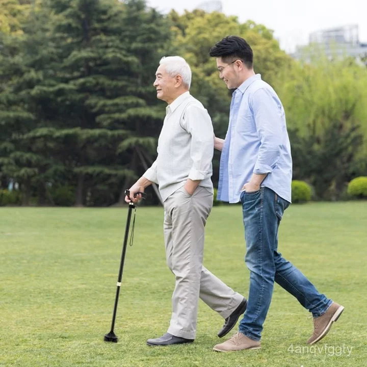 Gậy chống cho người già, gậy bốn chân cho người cao tuổi, gậy hợp kim nhôm đa chức năng, nhẹ, chống trượt và có chức năn