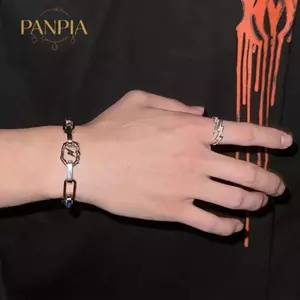 PNPIA- Punk Hip Hop Màu Bạc Zircon Lightning Mở Nhẫn Dành Cho Nam Trang Sức Thời Trang Quà Tặng Sáng Tạo Có Thể Điều Chỉnh Nhẫn