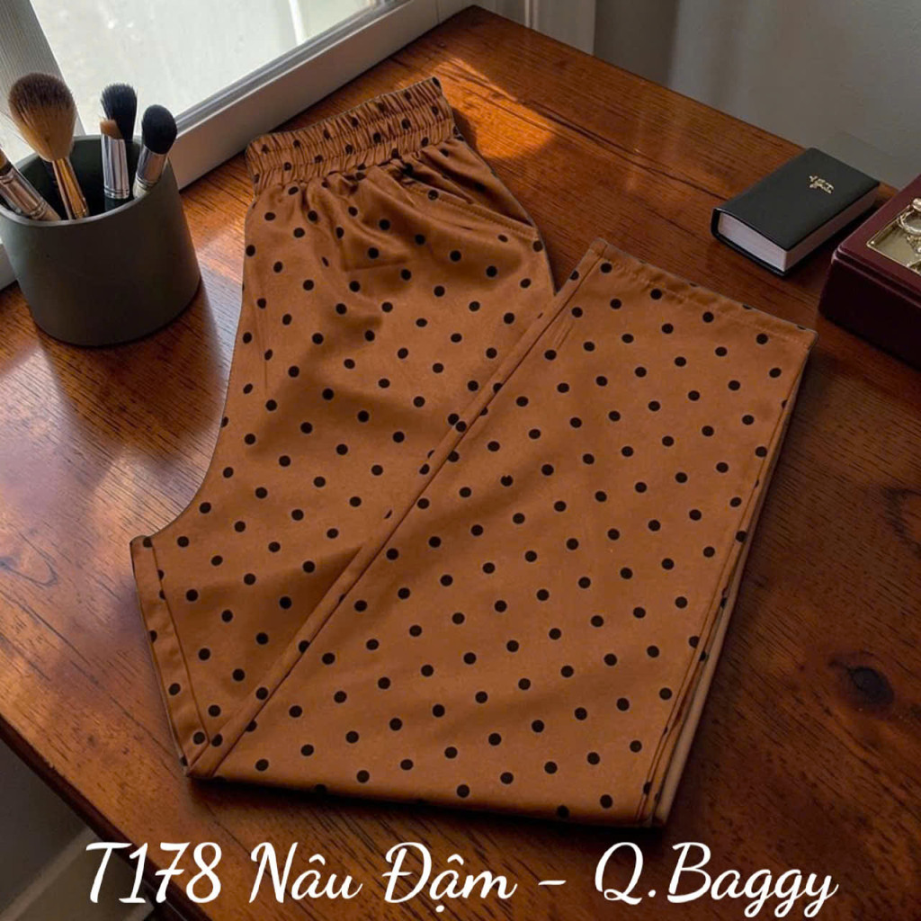 Quần Baggy Vải Cotton Lạnh Thoải Mái Khi Mặc Nhà Hay Ra Ngoài Chất Liệu Thấm Hút Nhanh Đường May Tỉ Mỉ Mã T178