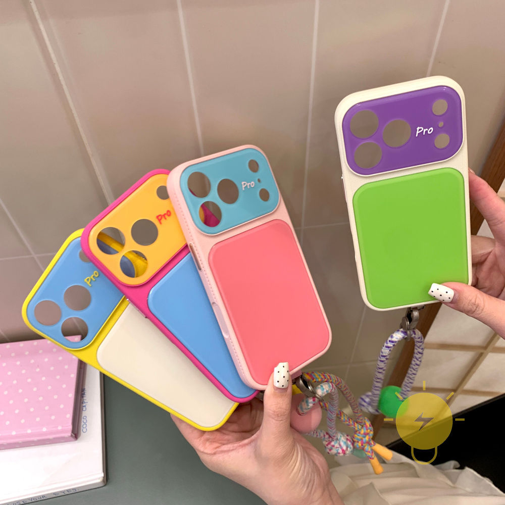Phone Case For iPhone 17 Pro Max 16 15 14 13 Acrylic TPU Matte Contrast Color Contrast Color Hard Aesthetic Korean Cute