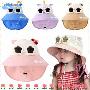 EBINLANDS Mũ vành rộng cho bé, Bảo vệ cổ Kính râm có thể tháo rời Mũ ngư dân, Mũ câu cá khô nhanh thoáng khí thời trang ngoài trời