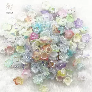 HNKMP 50 Chiếc 7x13mm Thay Đổi Dần dần Acrylic Bellflower Hạt Mũ Trang Sức Phát Hiện Quyến Rũ Vòng Tay Miếng Đệm Hạt Để Làm Đồ Trang Sức.