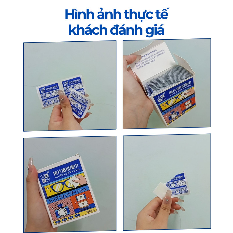 Hộp 100 Khăn lau kính nano chống bám hơi nước, Giấy lau kính mắt chống sương mù mồ hôi, Khăn lau vệ sinh TitiHome