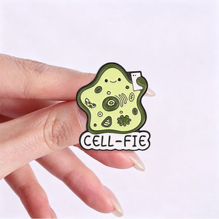 Cell Fie Men Thổ Cẩm Sinh Học Dễ Thương Pun Kim Loại Huy Hiệu Xanh Lá Cây Hình Tế Bào Ba Lô Phụ Kiện Quà Tặng Cho Nhà Sinh Học