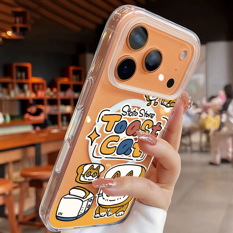 Ốp lưng iPhone hình bánh mì hình mèo hỗ trợ sạc không dây từ tính - iP 7/8/X/XS/XR/11/12/13/14/15/16/17/Plus/Air/Pro/Max