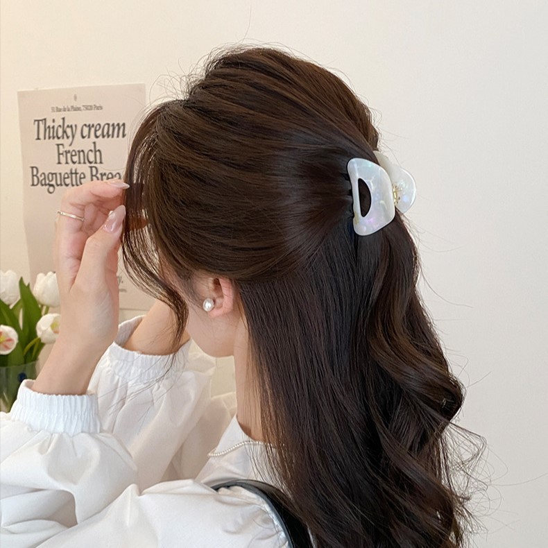 Kẹp tóc đuôi ngựa cao Acetate, Kẹp cá mập hình tam giác nhỏ