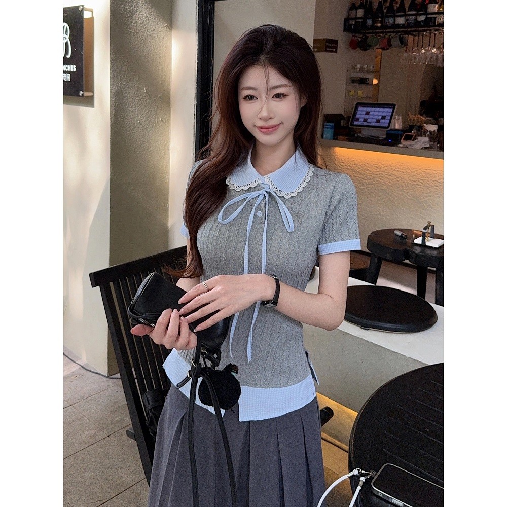 SUXI Áo thun ngắn tay giản dị phong cách Preppy mới dành cho nữ mùa hè 260520