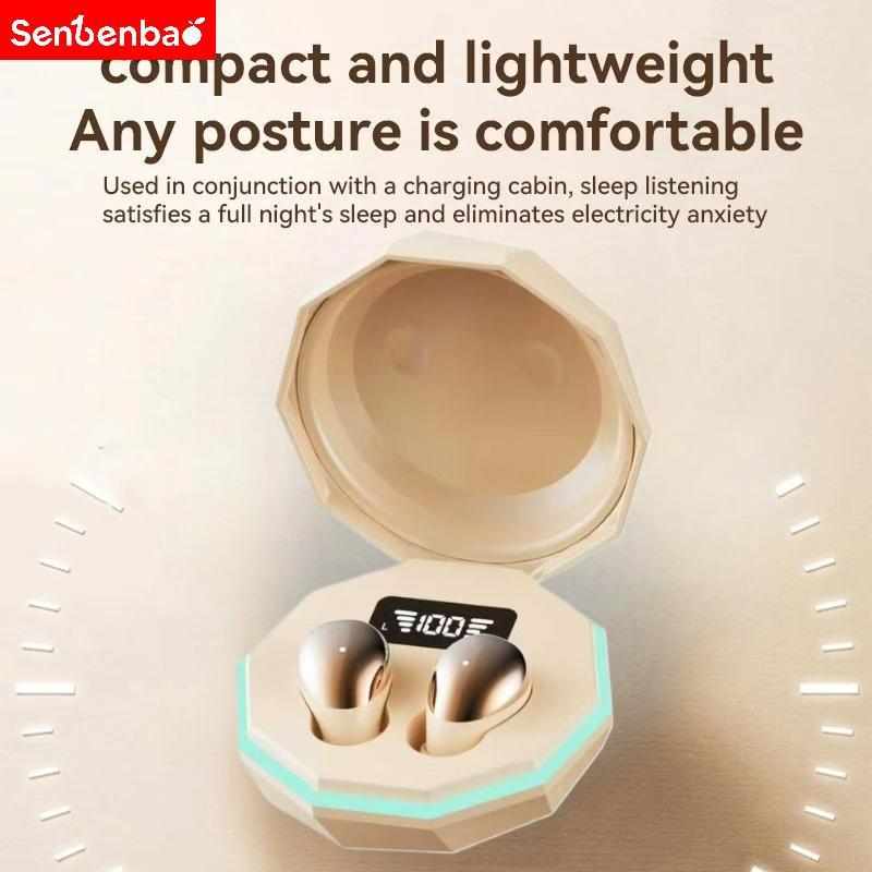 Senbenbao Y39 Pro Tai Nghe Ngủ Mini Vô Hình Siêu Nhẹ Thoải Mái Cho Người Ngủ Bên Ốp Sạc LED Mềm Trong Tai Cắm Cho Tai Nhỏ Phòng Tập Gym