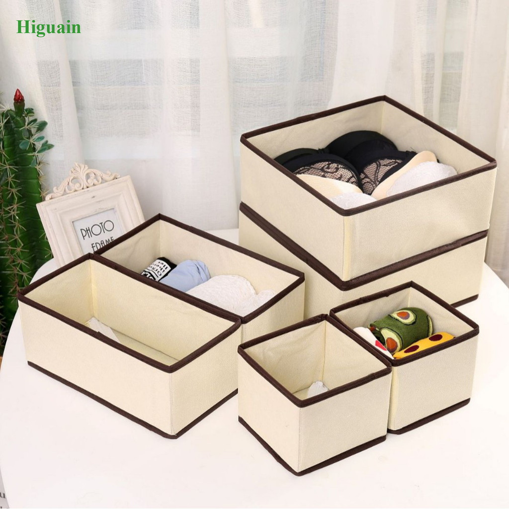 Hộp đựng tất đồ lót không dệt có thể gập lại 6 gói - Hộp sắp xếp tủ quần áo tiết kiệm không gian