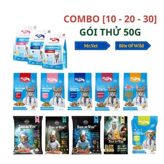 COMBO gói hạt cho mèo 50g MRVET - BITE OF WILD gói nhỏ tiện lợi