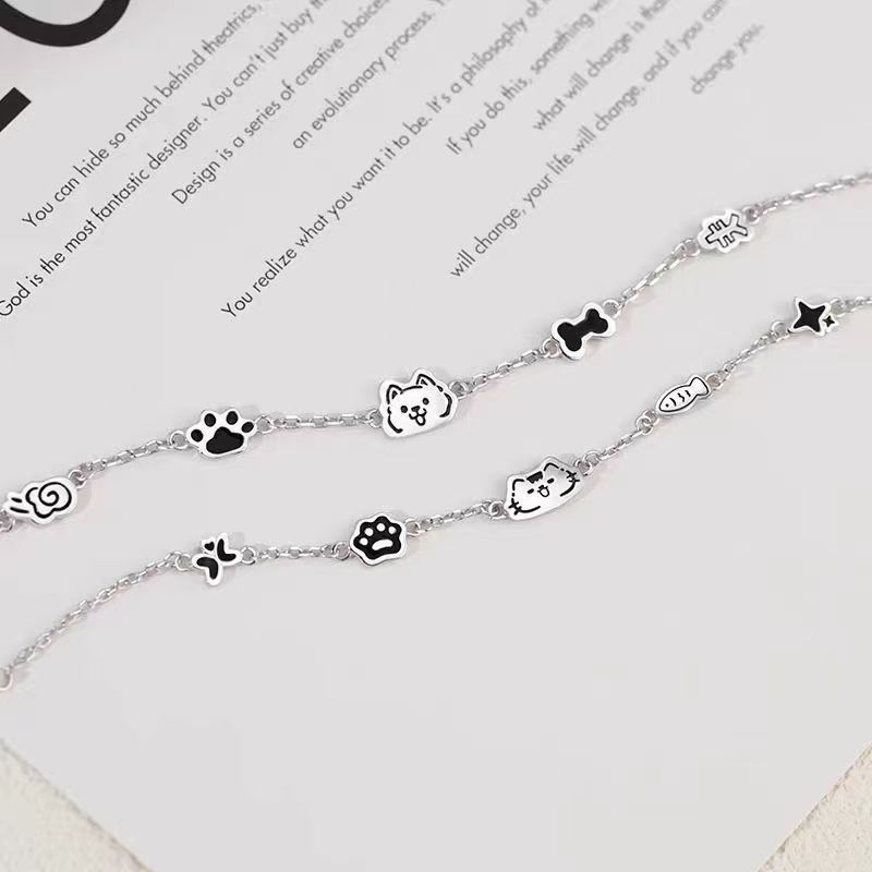 Hồng Jin - Cặp Đôi Vòng Tay Hình Mèo Và Chó, Quà Tặng Tình Yêu Cho Bạn Gái