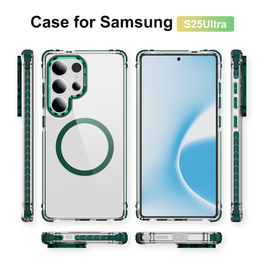Ốp điện thoại từ tính có chân đế kim loại xoay mờ cho Samsung Galaxy S25 S24 S23 FE Ultra Plus A54 A34 A14 A15 A05 S 4G 5G Nút kim loại độc lập chống sốc