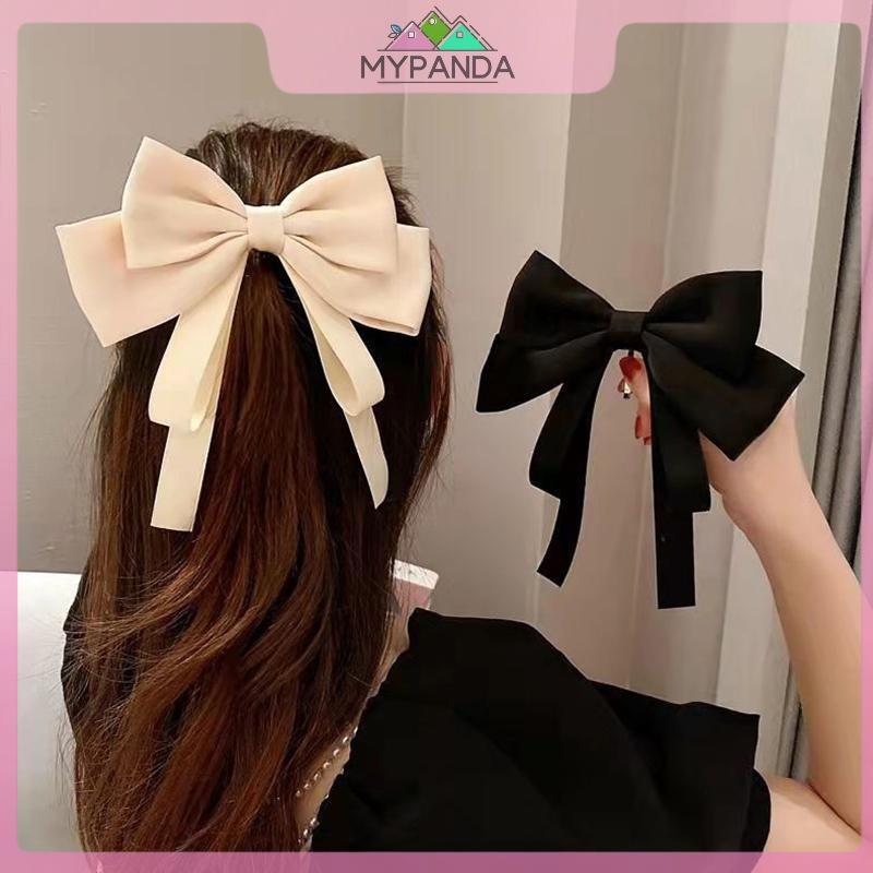 MYPANDA Nữ Tính Khí Thanh Lịch Satin Nơ Ruy Băng Kẹp Tóc Cho Nữ Lưng Mùa Xuân Kẹp Tóc Mũ Phụ Kiện Tóc Thời Trang.