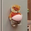 CORALTIDE Silicone Tự dính, Miếng dán bụng chó có thể bóp được Shiba Inu, Shiba Inu Mũm mĩm Nền màu hồng mềm Trang trí điện thoại Đồ dùng lễ hội