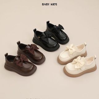 Giày da công chúa cho bé gái – Phong cách Anh quốc, mũi tròn, nơ xinh dễ phối đồ