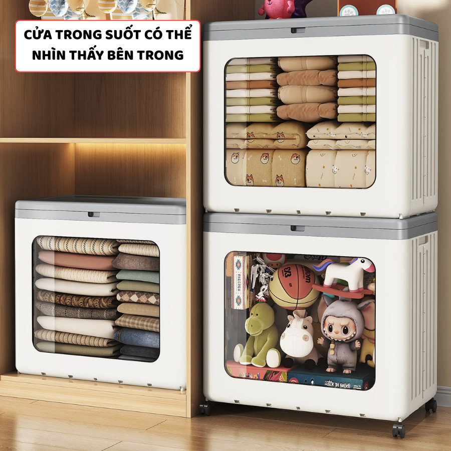 Hộp Đựng Đồ Chơi Gấp Gọn ENODA HOME, Thùng Đựng Quần Áo Dung Tích Lớn, Hộp Đựng Đồ Có Bánh Xe Q431