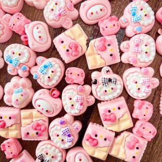 Set 10 sticker charm thỏ buny ngẫu nhiên, charm 3d đá phụ kiện trang trí dép