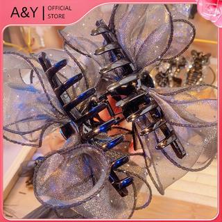 A & Y Lưới Đen Nơ Kim Cương Giả Vuốt Tóc Vintage Thanh Lịch Kẹp Tóc Kẹp Tóc Cho Nữ Phụ Kiện Tóc Thời Trang.