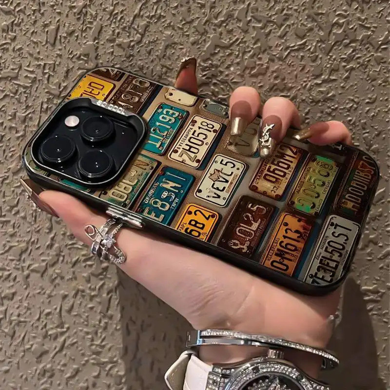 Ốp lưng chống sốc biển số xe cổ điển thiết kế collage độc đáo phong cách cá tính Cấp iPhone 17/16/15/14/13/12/11/X/ Max