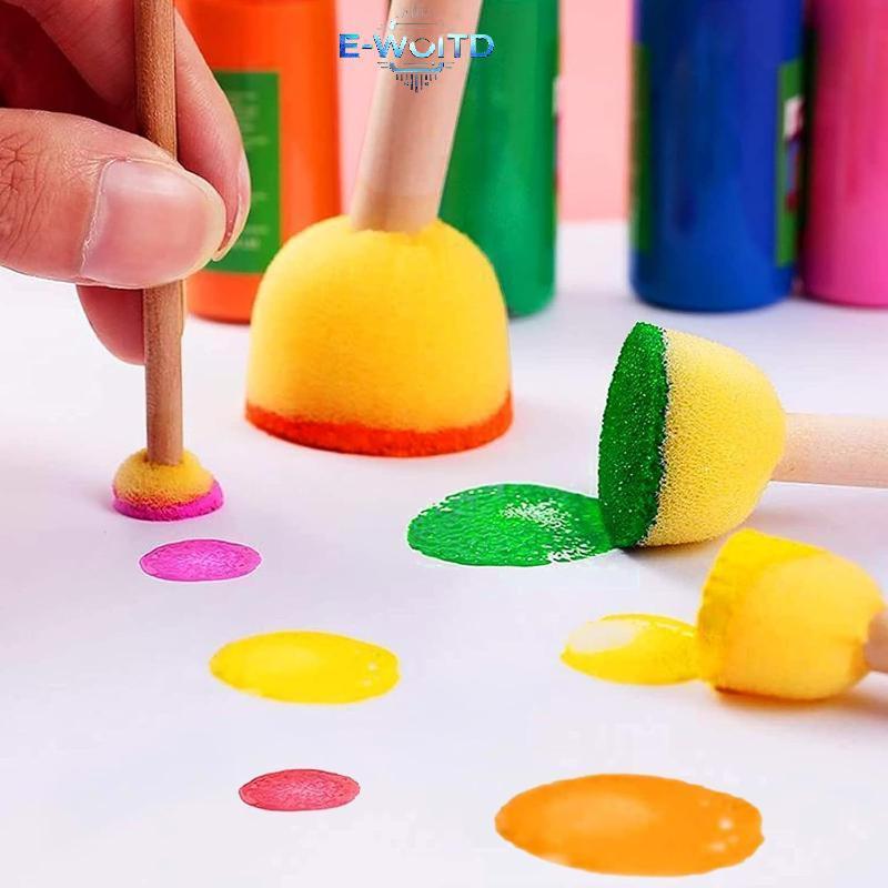 E-WOITD 20 30 Chiếc Bàn Chải Xốp Tròn Cho Sơn Acrylic Mềm Bền Dễ Dàng Giữ Cho DIY Nghệ Thuật Thủ Công Mầm Non Và Trường Học Tranh E-WOITD