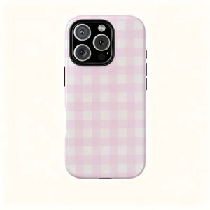 Họa tiết kẻ sọc màu hồng nhạt cổ điển Thích hợp cho iPhone 17ProMax 16Pro 15 11 12 13 14 xs XR 17Air Vỏ bảo vệ hai lớp chống sốc Vỏ điện thoại 1VG