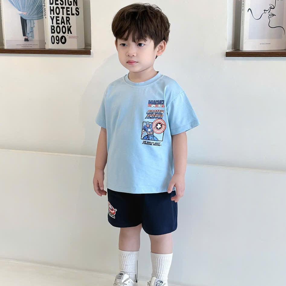 Bộ quần áo cộc tay in hình OTO MCQUEEN cho bé trai,  Bộ quần áo chất COTTON thoải mái cho bé