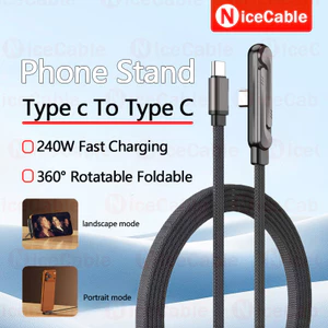 360° Cáp dữ liệu sạc có thể gập lại có thể xoay được 240W Sạc siêu nhanh 90° Cáp dữ liệu thiết kế khuỷu tay Cắm và chạy Cáp dữ liệu sạc dệt