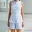 MAPLEPOET-Bộ trang phục 2 món thông thường dành cho nữ không tay Ruffle Trim Tank Tops + Quần short