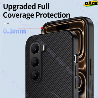 Ốp lưng sợi Carbon phong cách kinh doanh đơn giản cho Infinix Hot 40 Pro Hot 50 Pro Hot 60 Pro Plus Skin Feel Vỏ chống rơi có giá đỡ