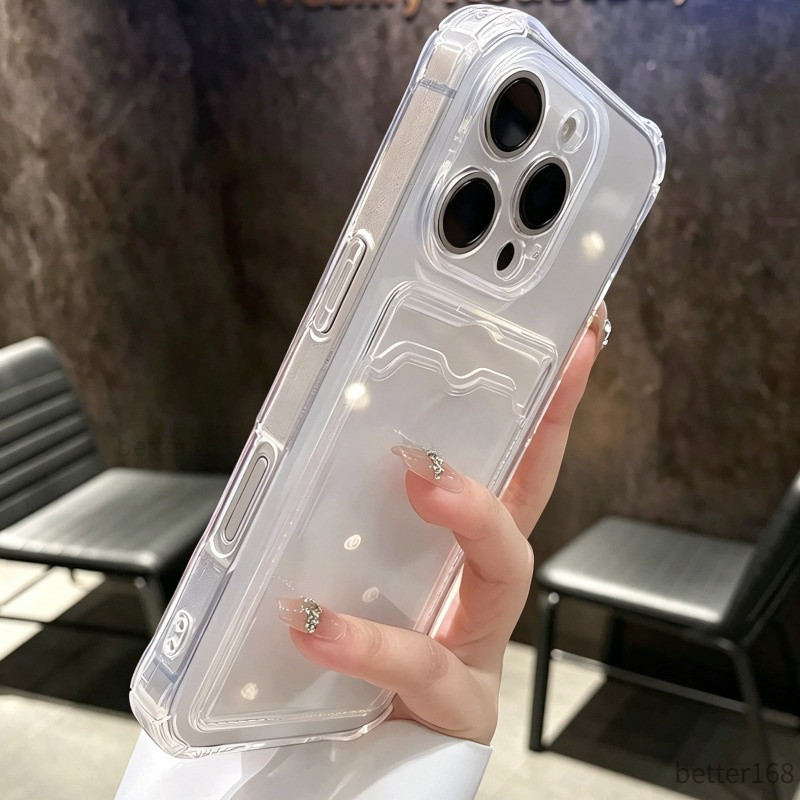 Ốp Lưng cho IPhone 12 13 14 15 16 17 Pro MaxTrong Suốt Có Ngăn Thẻ Chống Rơi Nhiều Màu Sắc Bảo Vệ Camera Cao Cấp