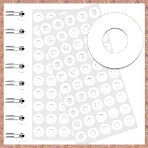 Nhãn dán gia cố lỗ trắng tự dính, Nhãn gia cố đục lỗ đường kính 1 / 4In cho văn phòng, gia đình, 2500 Cái (R F C V)