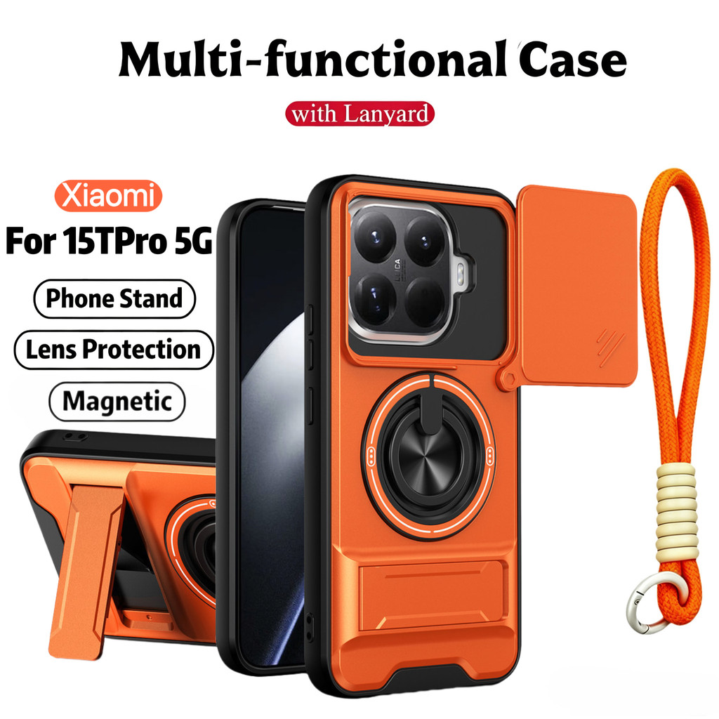 Ốp Điện Thoại Đa Năng Sang Trọng Thích Hợp Cho Xiaomi 15T Pro 5G Dây 360°Giá đỡ vòng có vỏ máy ảnh Vỏ bảo vệ toàn diện chống sốc