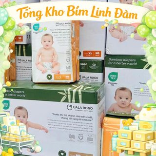 combo 2 bịch Tã bỉm Ualarogo sợi tre mềm mại siêu thấm hút chống tràn đủ size m48/L44/XL40/XXL38 - Tổng Kho Bỉm Linh Đàm