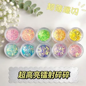Siêu Mỏng Siêu Sáng Vàng Ánh Sáng Phân Đoạn Tự Làm Nhấp Nháy Mảnh Nhấp Nháy Laser Cellophane Aurora Opal Cloud Thổ Cẩm Trang Sức Chảy Gai