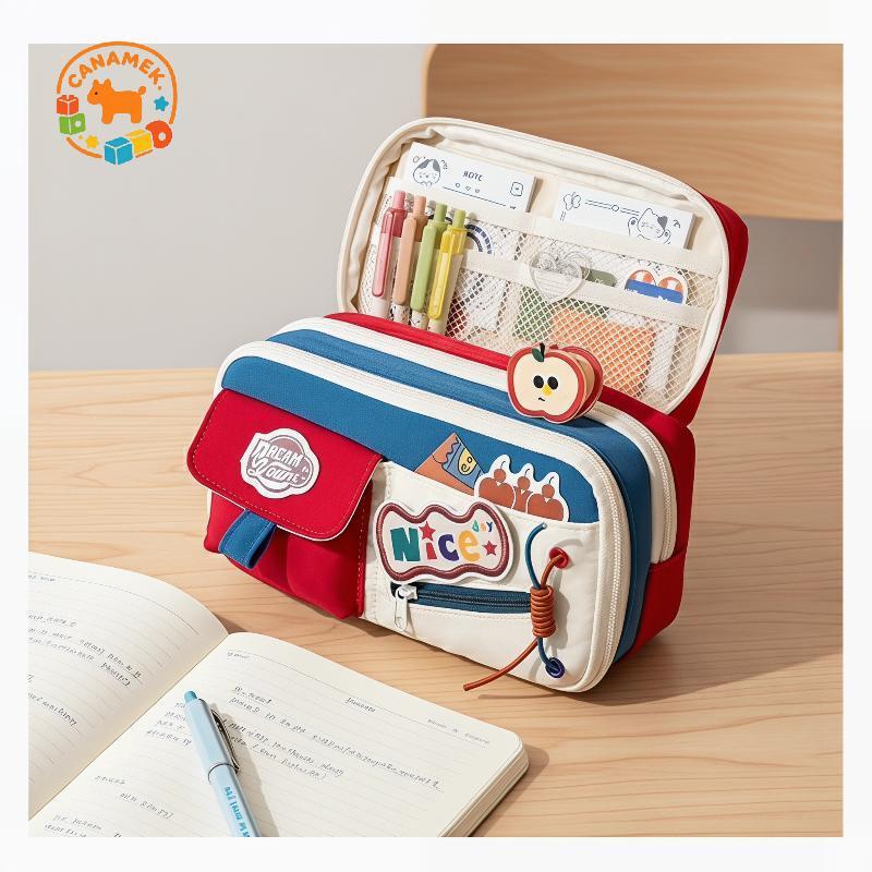 CANAMEK Hộp Đựng Bút Chì Dung Tích Cao Cấp Mỹ Cổ Điển Phong Cách Retro Nhà Tổ Chức Thẩm Mỹ Lớn Cho Lớp Học CSF