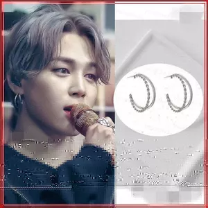 SQ Kpop BTS BT21 JIMIN Cùng Phong Cách Mặt Trăng Bông Tai Nữ Phụ Kiện Quà Tặng Cho Nam Unisex Trang Sức Tai Pendent