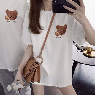 （Giao hàng 24h）Angela Áo Thun Cotton 4 Chiều In Hình 3 Gấu Trắng Hàn Quốc